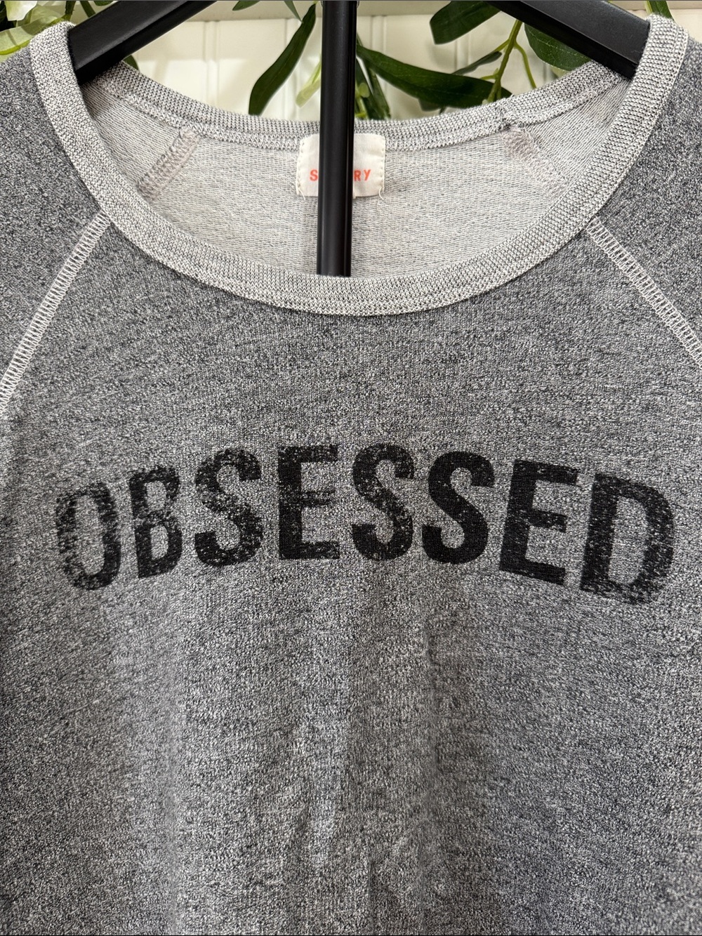 #668 SUNDRY Grey 'OBSESSED' Pullover Sweatshirt - Picture 3 of 7
